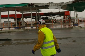 Charles Passing By a Damaged Gas Station--A Year After the Tsunami